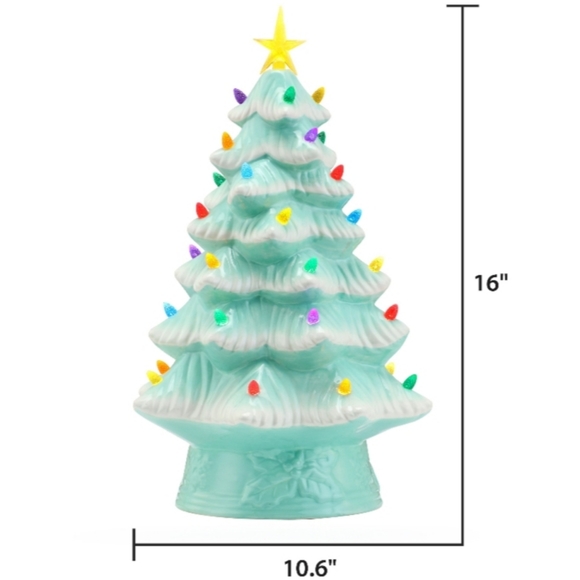 ❗Mr. Christmas Tiffany Blue Retro 16" Ceramic Tree with Lights❗ - Picture 6 of 8